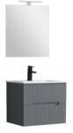 Leziter Trent mobilier de baie 60 cm chiuvetă ceramică (2 sertare) cu oglindă 60x80 cm gri antracit (TRENT60ANTSZ)