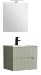 Leziter Trent mobilier de baie 60 cm ceramică chiuvetă (2 sertare) cu oglindă 60x80 cm verde (TRENT60Z)