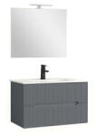 Leziter Trent Mobilier de baie 80 cm lavoar ceramic (2 sertare) cu oglindă 60x80 cm gri antracit (TRENT80ANTSZ)