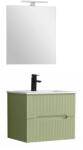 Leziter Trent mobilier de baie 60 cm ceramică chiuvetă (2 sertare) cu oglindă 60x80 cm verde deschis (TRENT60VZ)