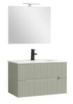Leziter Trent Mobilier de baie 80 cm lavoar ceramic (2 sertare) cu oglindă 60x80 cm verde (TRENT80Z)