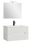 Leziter Trent Mobilier de baie 80 cm lavoar ceramic (2 sertare) cu oglindă 60x80 cm alb (TRENT80FE)