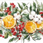 AMBIENTE Szalvéta 25x25cm 20db/csomag Winter Oranges, dekoráció naranccsal (AMB32519935)