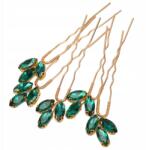  5x Arany Zöld Hajcsat, zöld hegyikristály, hajcsat (1210230072511)
