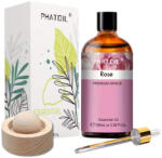 Phatoil Prémium Esszenciális Illóolaj Ajándék fa illatosítóval 100ml - Rózsa (100mlRose)
