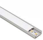 Lumines Type-D Ezüst - Alumínium U profil LED szalagos világításhoz 16x6 mm (Opál PMMA búrával) (LUMINES-D2-S + LUMINESB2-K2020-PMML PMMA)