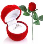  Piros rózsa alakú gyűrűtartó doboz, karikagyűrűhöz (WH-GYGJ16500)