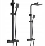 Inea Fekete zuhanyszett, zuhanyoszlop, termosztáttal, esőztetővel (ZN2260)