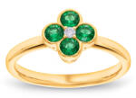 Heratis Forever Lab-grown smaragd gyűrű gyémántokkal, 14 karátos sárga arany IZLG1542P
