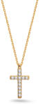 Heratis Forever Nyaklánc cirkóniával díszített kereszttel, sárga arany, 9K IZ31718HR