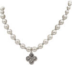 ElectraStore Colier De Perle Placat Cu Aur Alb Cu Pandantiv Floare (C4398)