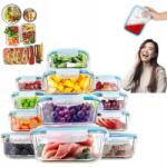 Kichly Élelmiszer Tároló Üveg Tartályok, BPA-mentes, üveg, 12db, hermetikus (POJEMNIKI DO PRZECHOWYWANIA ŻYWNOŚCIi)