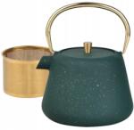 Kinghoff Öntöttvas teáskanna, 1L, szűrővel, zöld, arany fogantyúval (KH-1933)