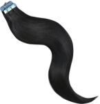 HairExtensionShop TAPE IN Ragasztócsíkos Póthaj Standard Koromfekete Színben 55cm (Szín #1) (RT551)