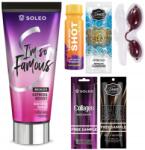 Soleo I'm So Famous Bronzer, ingyenes ajándékok, DHA, dió kivonat, melanin, aloe vera