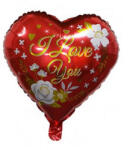Mezőfi Team Kft Fólia lufi, szív, I love You, piros, rózsás, elegáns, 40 cm