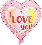 Mezőfi Team Kft Fólia lufi, szív, I love You, rózsaszín, keretes, 40 cm