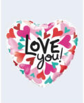 Mezőfi Team Kft Fólia lufi, szív, I love You, fehér, szivecskés, 40 cm