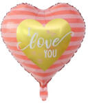 Mezőfi Team Kft Fólia lufi, szív, I love You, keretes, csíkos, 40 cm