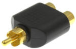 Nedis Sztereó audio adapter 1xRCA dugó - 2xRCA aljzat, aranyozott