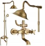 Ari Zuhany Szett, arany, retro, falra szerelhető, sárgaréz (Zestaw prysznicowy 06)