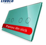 LIVOLO Panou intrerupator dublu+dublu cu touch Livolo din sticla SmartElectro IntelligentHouse (C7-C2/C2-18)