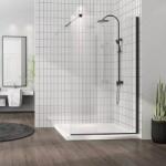 Mediterraneo Paravan dus walk-in Fluminia Foxy Black, 80x200cm, sticla securizata 8mm, negru mat (W01SC01BL-80-V1)