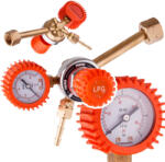 Technic Regulator profesional de presiune pentru gaz propan-butan (PB) cu manometru, carcasă din alamă, domeniu presiune intrare 0-15 bar, presiune de ieșire reglabilă 0-4 bar, debit maxim 4 m³/h, racord intr