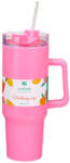  Óriás szívószálas pohár fogantyúval 1100ml - Pink