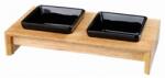 TRIXIE Bowl Set - две керамични купички с дървена стойка 2 х 200 мл. за кучета / 28 / 5 / 15 см