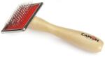 Camon Slicker brush with wooden handle L - Дървена четка за кучета, с метални щифтове с пластмасово покритие, 12/6 см