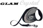flexi Swarovski GLAM Crystal S - Модерен автоматичен повод за кучета, 3 метра лента, до 12 кг - цвят черен