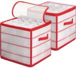 SONGMICS karácsonyi dísz tároló dobozok, 2 db-os készlet átlátszó-piros (RFB029T02)