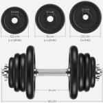 SONGMICS Öntöttvas kézi súlyzók 25 kg-os kézi súlyzók, fekete (SYL50BS-1)