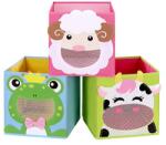 SONGMICS Tárolódobozok, 3 db-os készlet, állatmotívummal, kék, zöld és rózsaszín (RFB01PG)