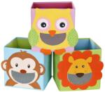 SONGMICS 3 db-os játéktároló doboz, összecsukható kockák, állatmotívumok (RFB01KU)