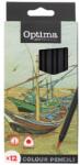 Optima Színes ceruza OPTIMA háromszögletű vastag 12 darabos