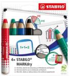 STABILO Jelölőceruza készlet STABILO MARKdry fehér táblákhoz és flipchartpapírhoz vastag kerek heggyel 4 darabos B