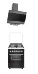 Studio Casa Pachet Studio Casa Aragaz Mixt Bruno 4 Arzatoare Gaz Aprindere Electrica Cuptor Electric 53L 5 Functii Grill Ventilator Rotisor Clasa A 57x57CM + Hota Decorativa Lenno Latime 60CM Negru (PAC.BRUNOLENN