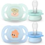 Philips Set 2 Suzete Philips-Avent Ultra Start SCF075/14 Ortodontice fara BPA 0-2luni Verde/Albastru (SCF075/14)