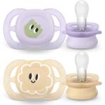Philips Set 2 Suzete Philips-Avent Ultra Start SCF075/13 Ortodontice fara BPA 0-2luni Bej/Lila (SCF075/13)