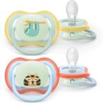 Philips Set 2 Suzete Philips-Avent Ultra Air SCF376/24 fara BPA 0-6luni Buton Fosforescent Multicolor (SCF376/24)