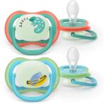 Philips Suzeta Philips Set 2 suzete Philips Avent Ultra Air SCF376/28 , ortodontice, fara BPA, 6-18 luni, pentru noapte, cu buton fosforescent (SCF376/28)