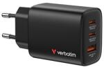 Verbatim Essentials, GaN nabíječka do sítě USB-A QC 3.0, 2 USB-C PD 3.0, černá, 65W, vyměnitelné vidlice EU/UK/US/AUS (32352)