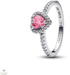 Pandora kiemelt rózsaszín szív gyűrű 54-es méret - 198421C03-54