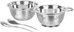MagicHome Salátatál készlet, MagicHome, 24 cm, 3 l, 4 részes, rozsdamentes acél, szűrővel és 2 adagoló kanállal, mosogatógépben mosható (TC801655)