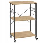 Multifunkcionális konyhai polc kerekeken TRONUS, fekete/sonoma tölgy