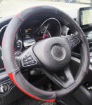 Autolife Valódi bőr kormányvédő 38cm fekete-piros (5093R) - akcio-shop