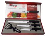 Switzner Konyhai Kés Szett, rozsdamentes acél, 3 kés, hámozó, fekete (SW-8888 B)
