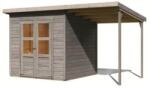 Karibu fából készült kerti ház KARIBU MERSEBURG 4 + egy menedéket 166 cm (9563) világos szürke (LG4437)